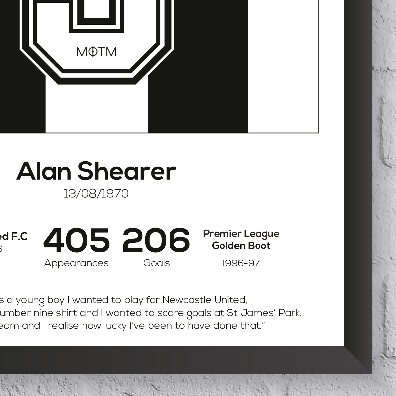 Alan Shearer Legend Stats Print - Man of The Match Football