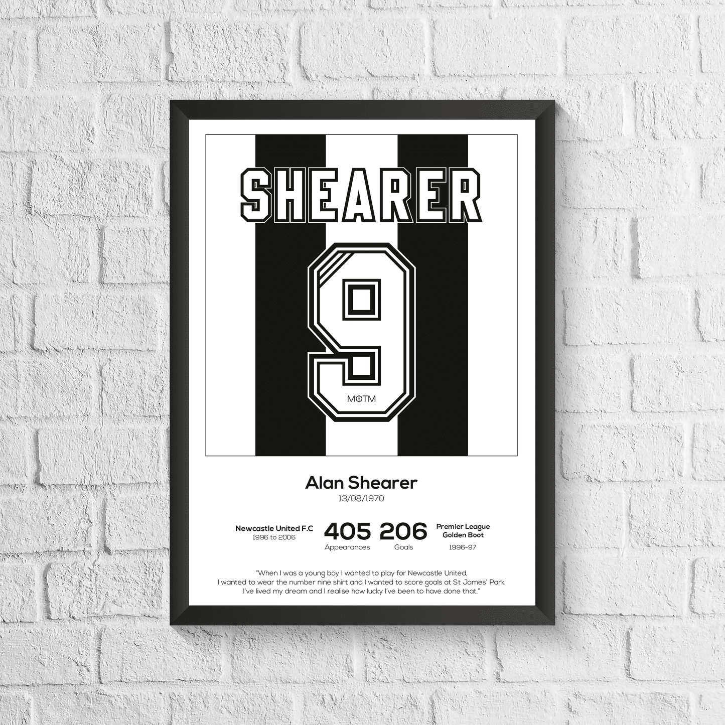 Alan Shearer Legend Stats Print - Man of The Match Football
