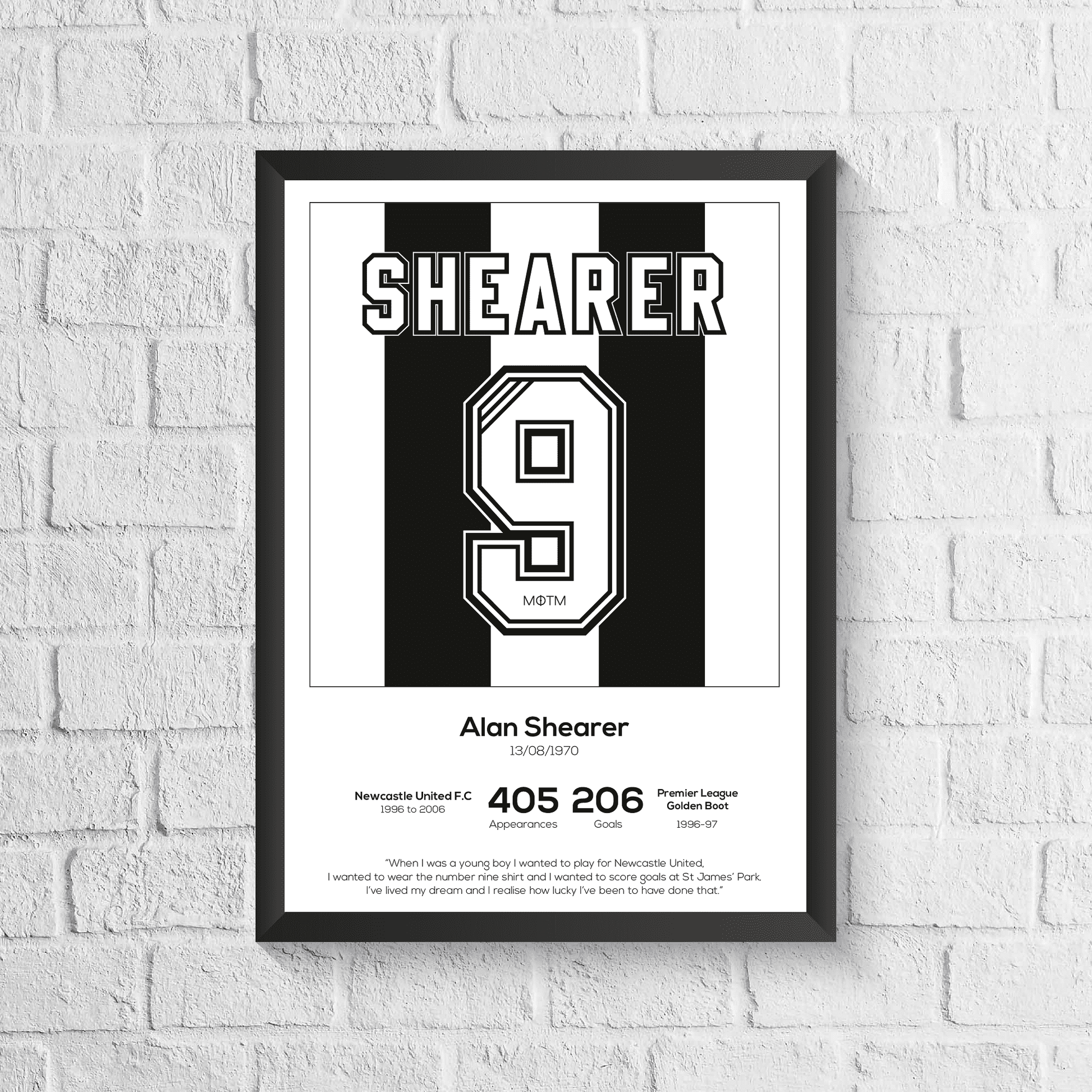 Alan Shearer Legend Stats Print - Man of The Match Football