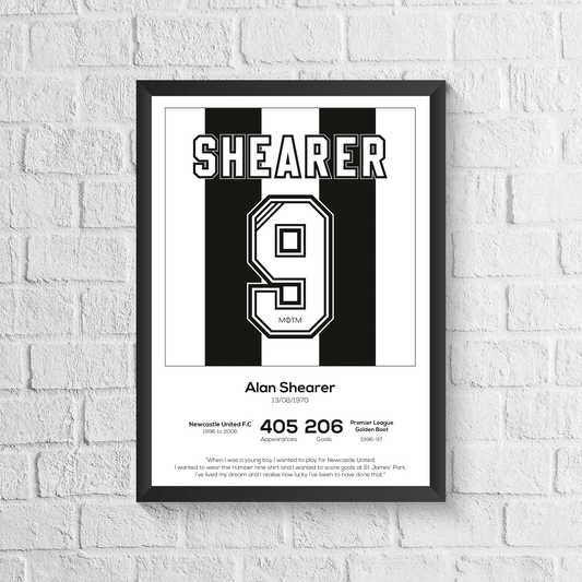 Alan Shearer Legend Stats Print - Man of The Match Football