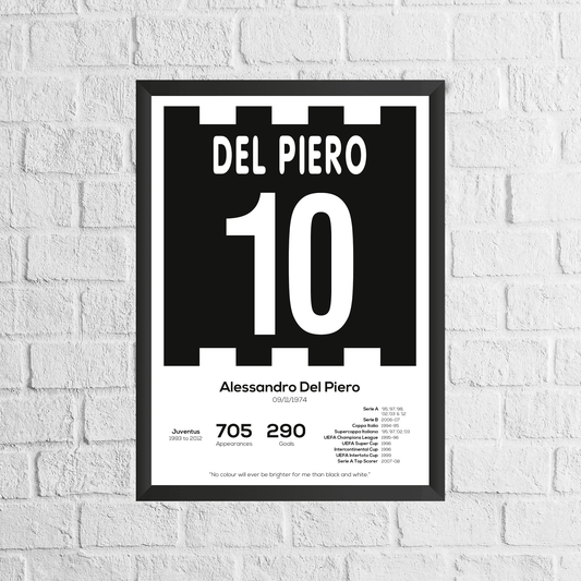 Alessandro Del Piero Legend Stats Print - Man of The Match Football