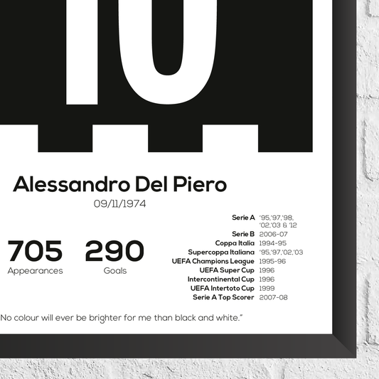Alessandro Del Piero Legend Stats Print - Man of The Match Football