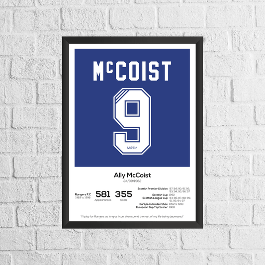 Ally McCoist Legend Stats Print - Man of The Match Football
