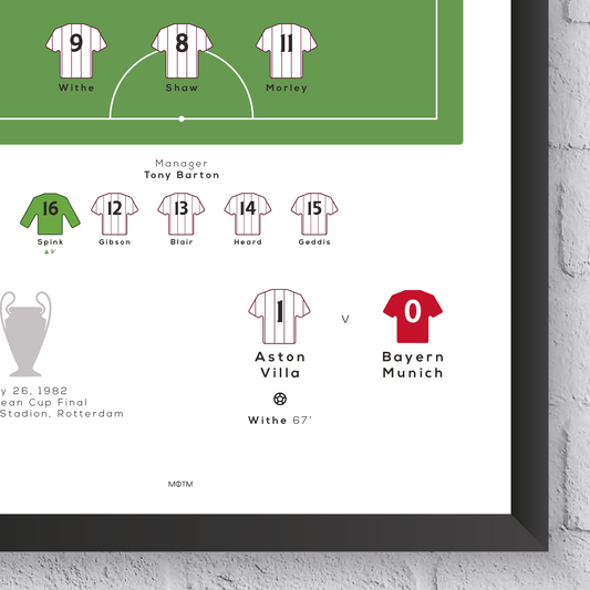 Aston Villa vs Munich 1982 European Cup Final Match Print - Man of The Match Football