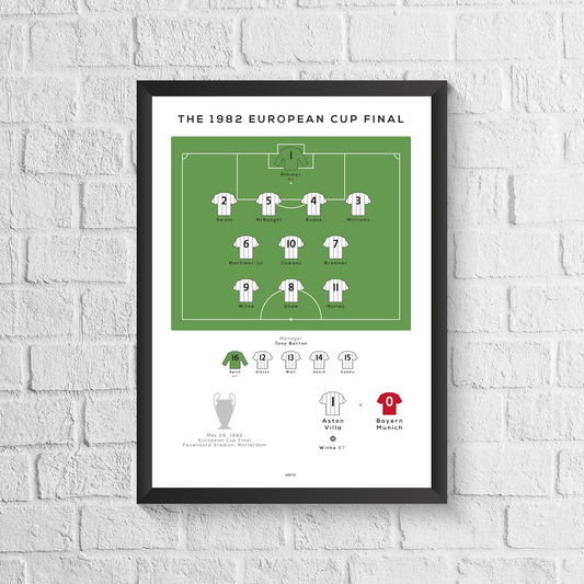 Aston Villa vs Munich 1982 European Cup Final Match Print - Man of The Match Football