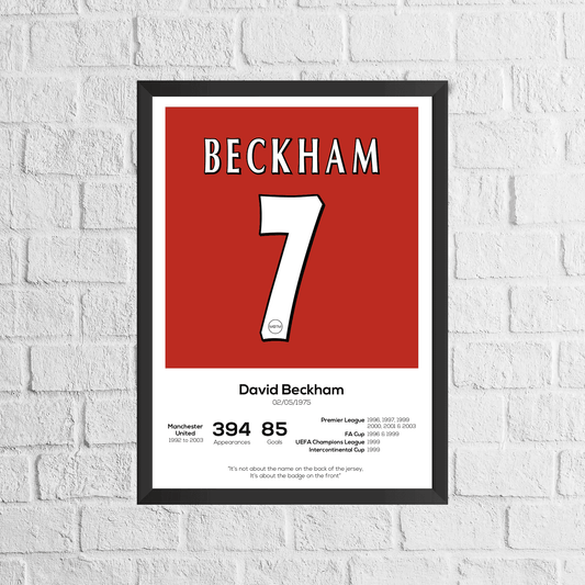 David Beckham Legend Stats Print - Man of The Match Football