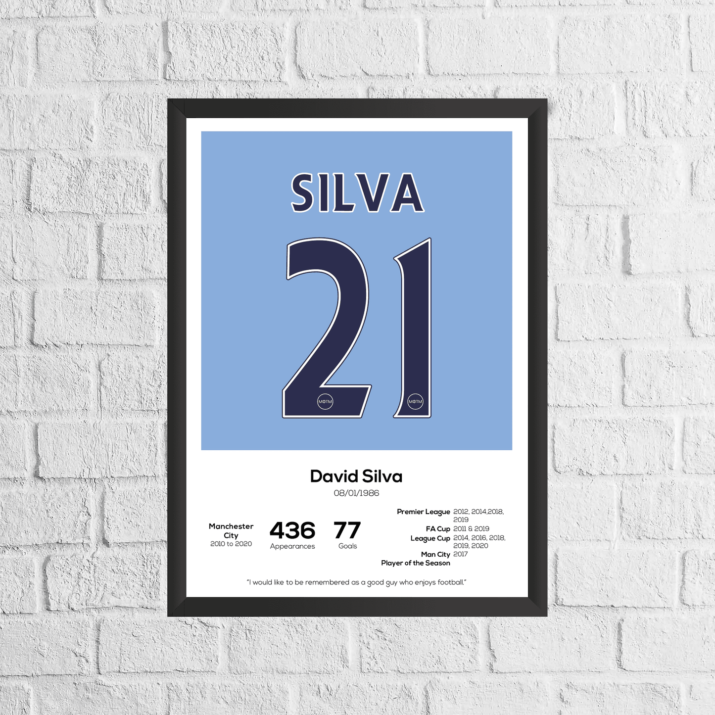 David Silva Legend Stats Print - Man of The Match Football