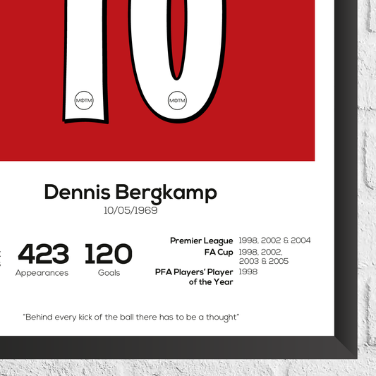 Dennis Bergkamp Legend Stats Print - Man of The Match Football