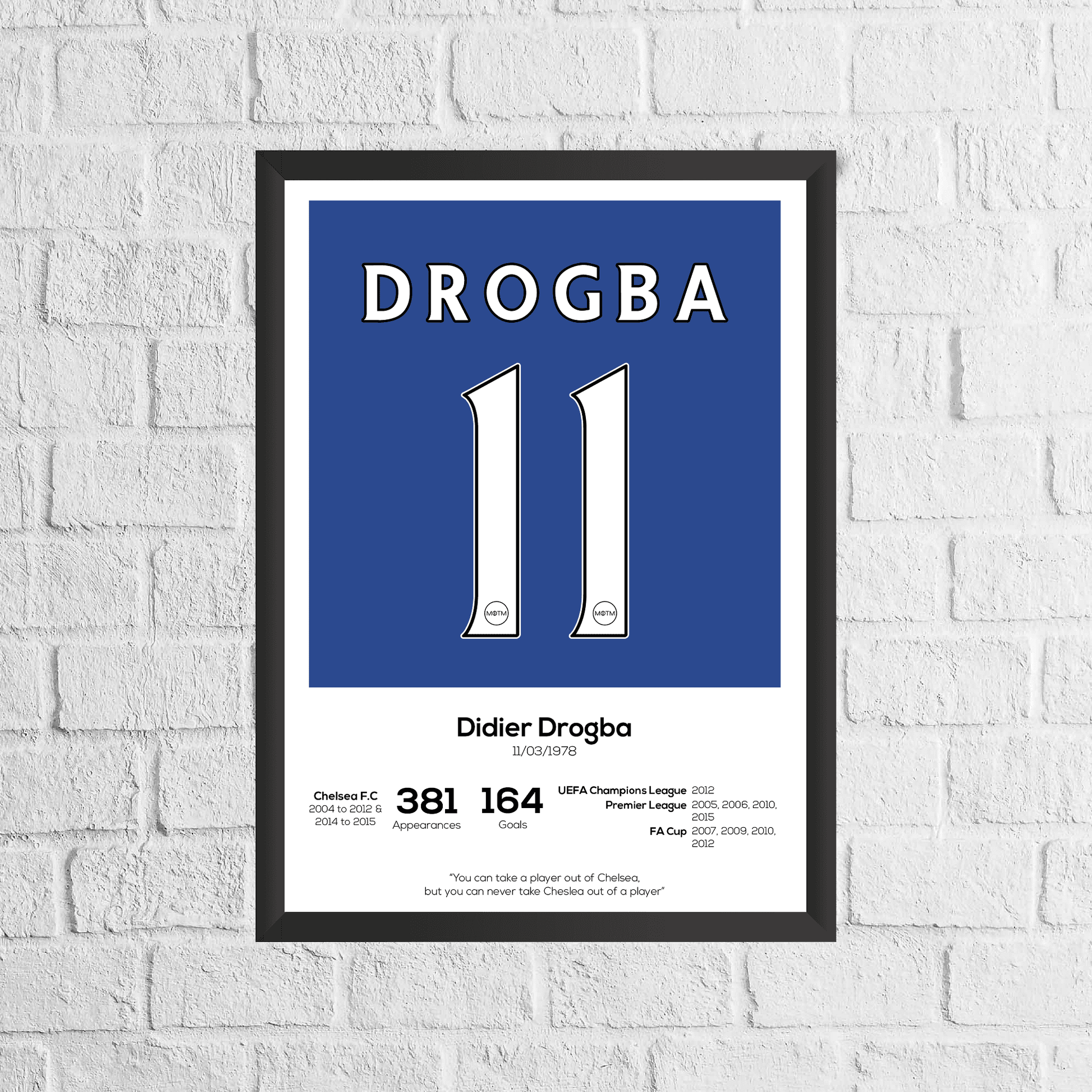 Didier Drogba Legend Stats Print - Man of The Match Football