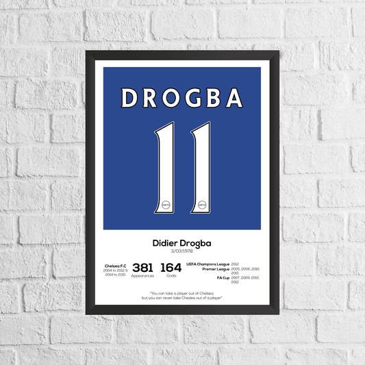 Didier Drogba Legend Stats Print - Man of The Match Football
