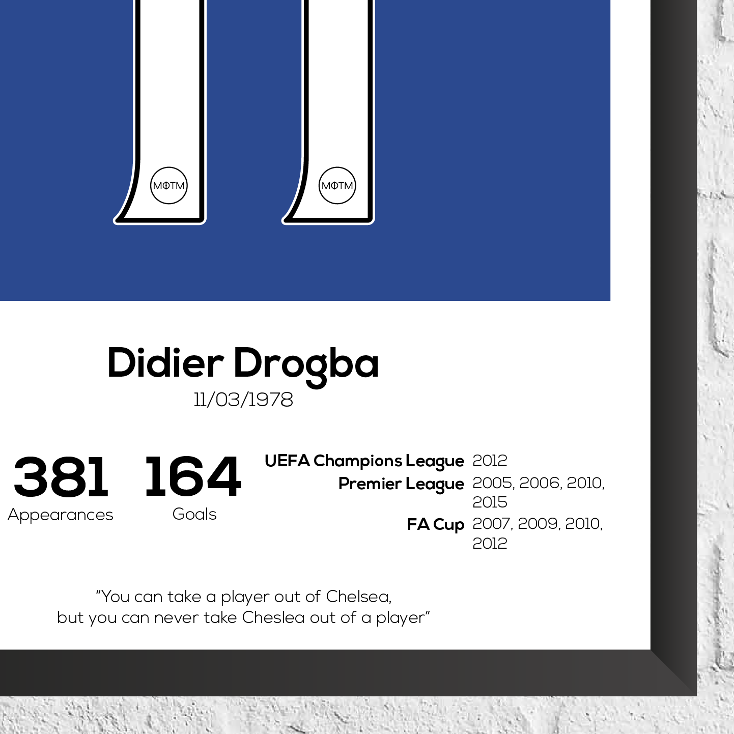 Didier Drogba Legend Stats Print - Man of The Match Football