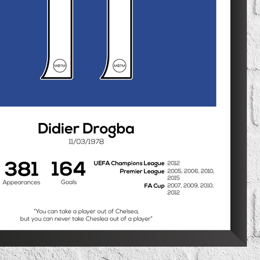 Didier Drogba Legend Stats Print - Man of The Match Football