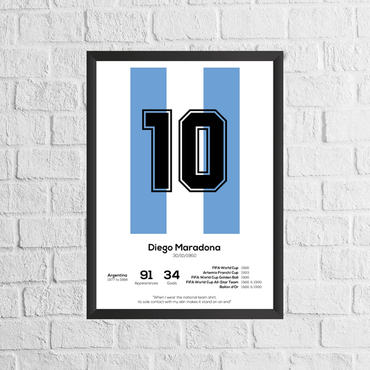 Diego Maradona Argentina Legend Stats Print