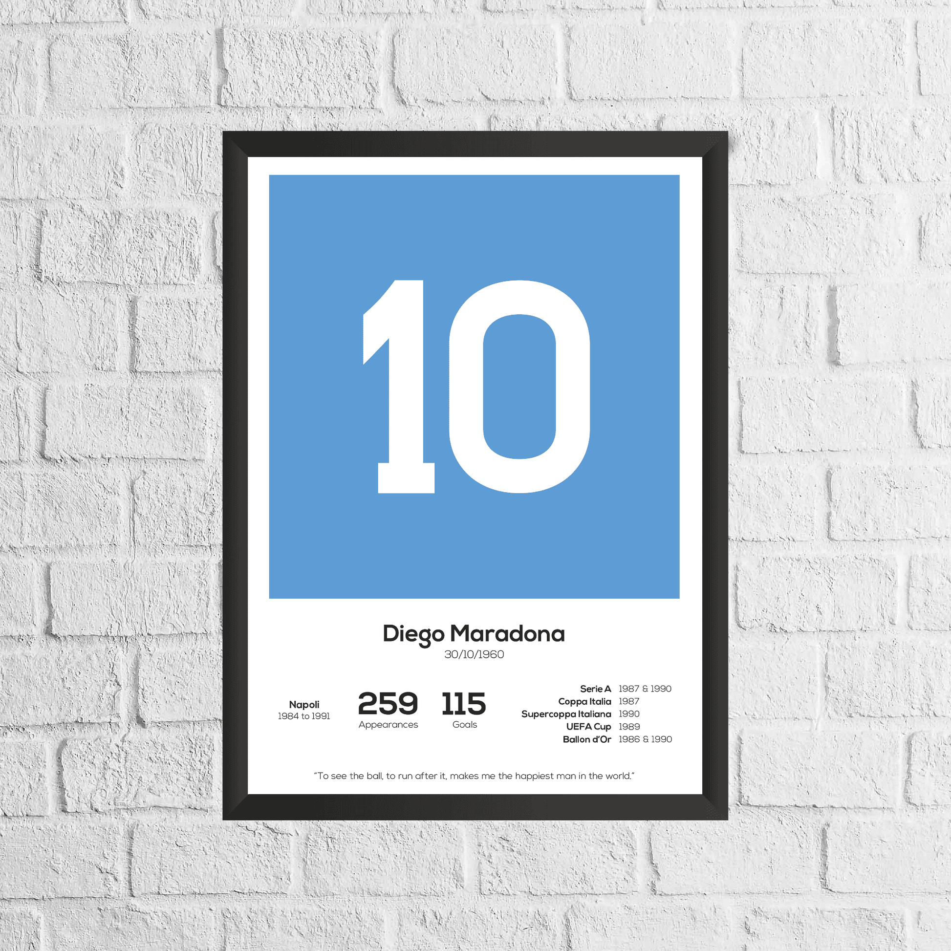 Diego Maradona Legend Stats Print - Man of The Match Football