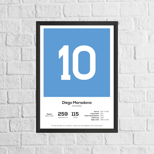 Diego Maradona Legend Stats Print - Man of The Match Football