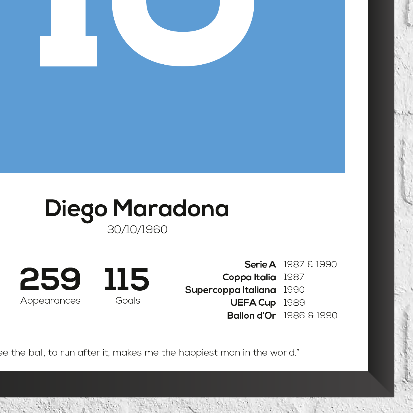 Diego Maradona Legend Stats Print - Man of The Match Football