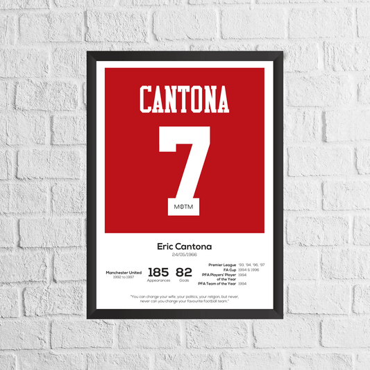 Eric Cantona Legend Stats Print - Man of The Match Football