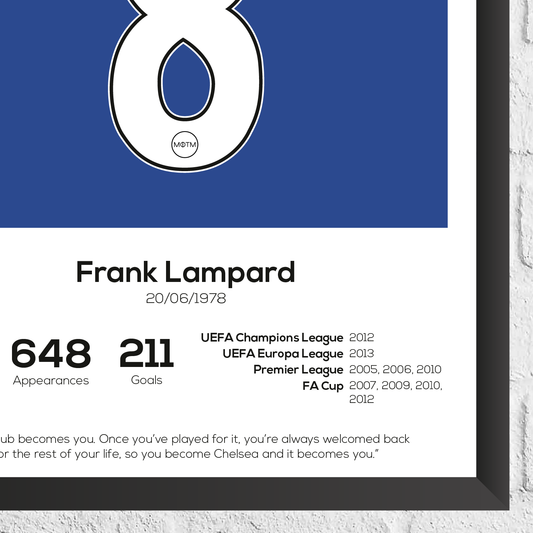 Frank Lampard Legend Stats Print - Man of The Match Football