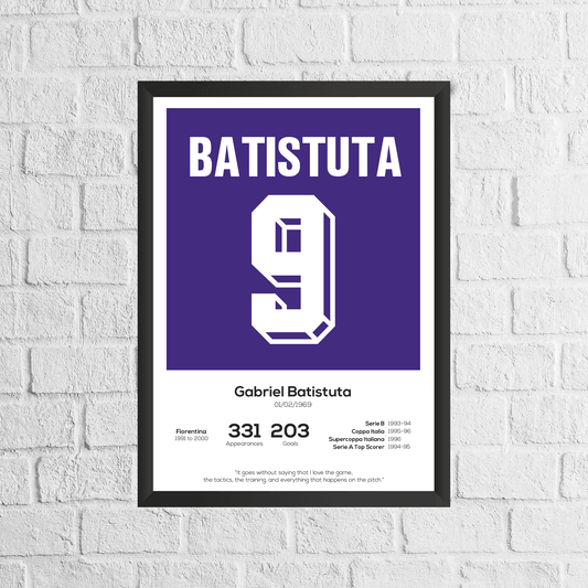 Gabriel Batistuta Legend Stats Print - Man of The Match Football