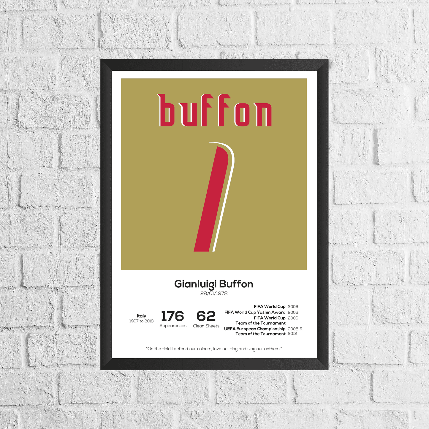 Gianluigi Buffon Italy Legend Stats Print