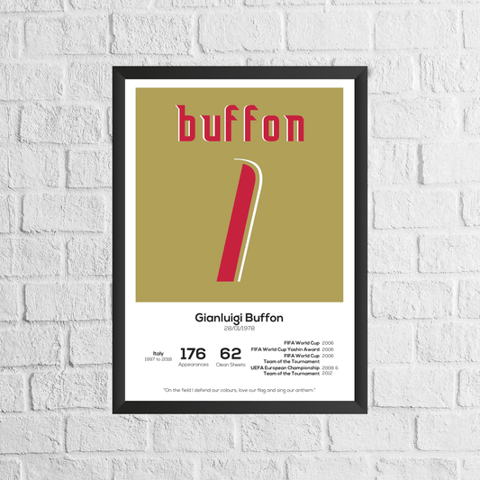 Gianluigi Buffon Italy Legend Stats Print