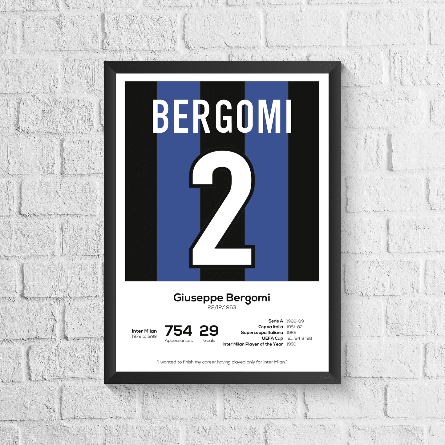 Giuseppe Bergomi Legend Stats Print