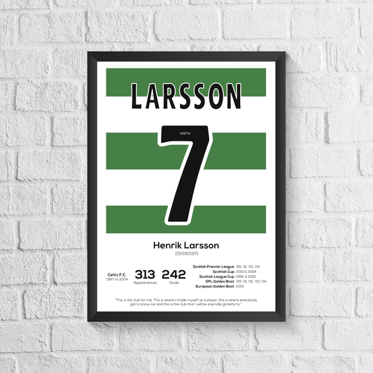 Henrik Larsson Legend Stats Print - Man of The Match Football