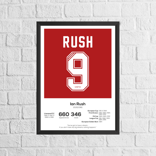 Ian Rush Legend Stats Print - Man of The Match Football