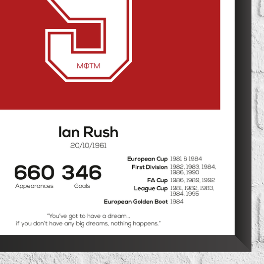 Ian Rush Legend Stats Print - Man of The Match Football