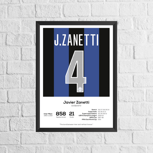 Javier Zanetti Legend Stats Print - Man of The Match Football