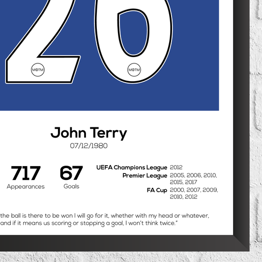 John Terry Legend Stats Print - Man of The Match Football