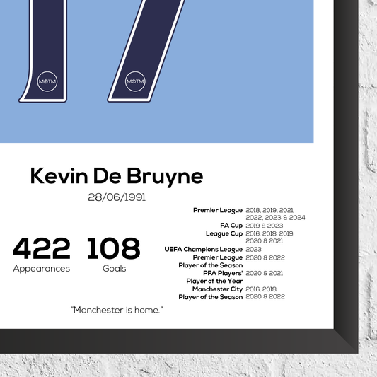 Kevin De Bruyne Legend Stats Print
