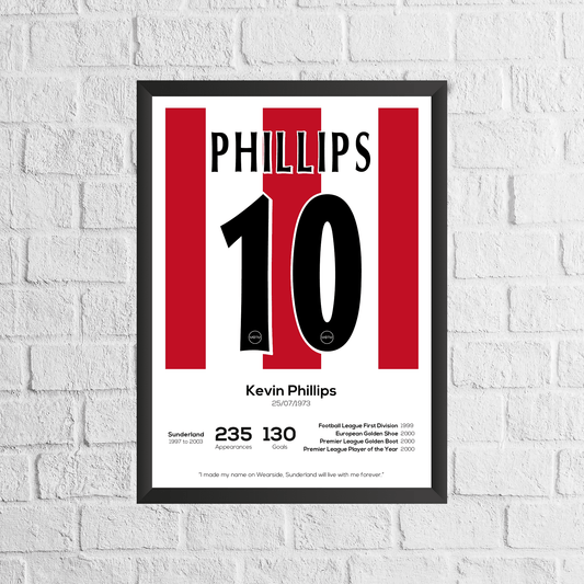 Kevin Phillips Legend Stats Print - Man of The Match Football