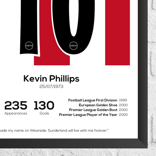 Kevin Phillips Legend Stats Print - Man of The Match Football