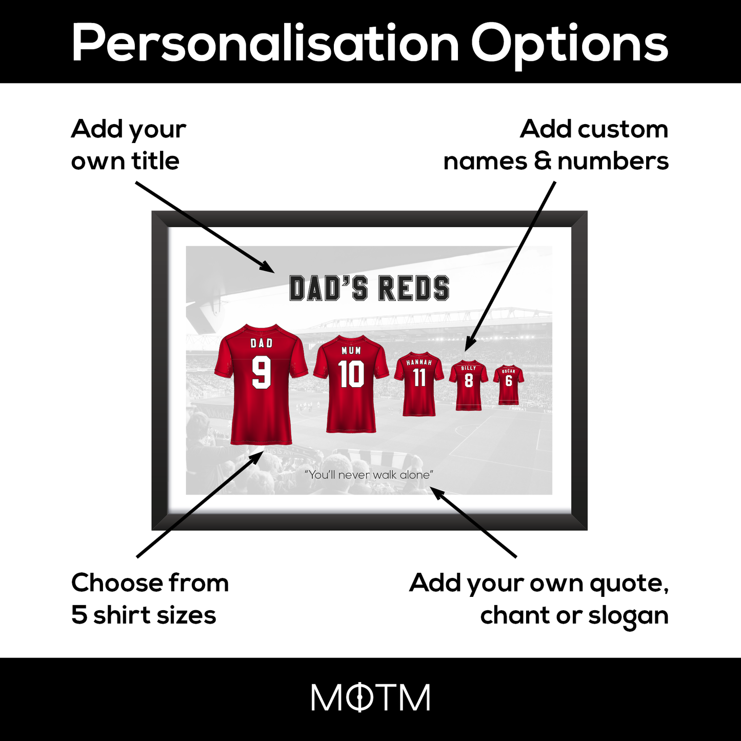 Personalised Sheffield Red Stripes Family Print