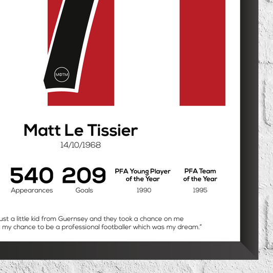 Matt Le Tissier Legend Stats Print - Man of The Match Football