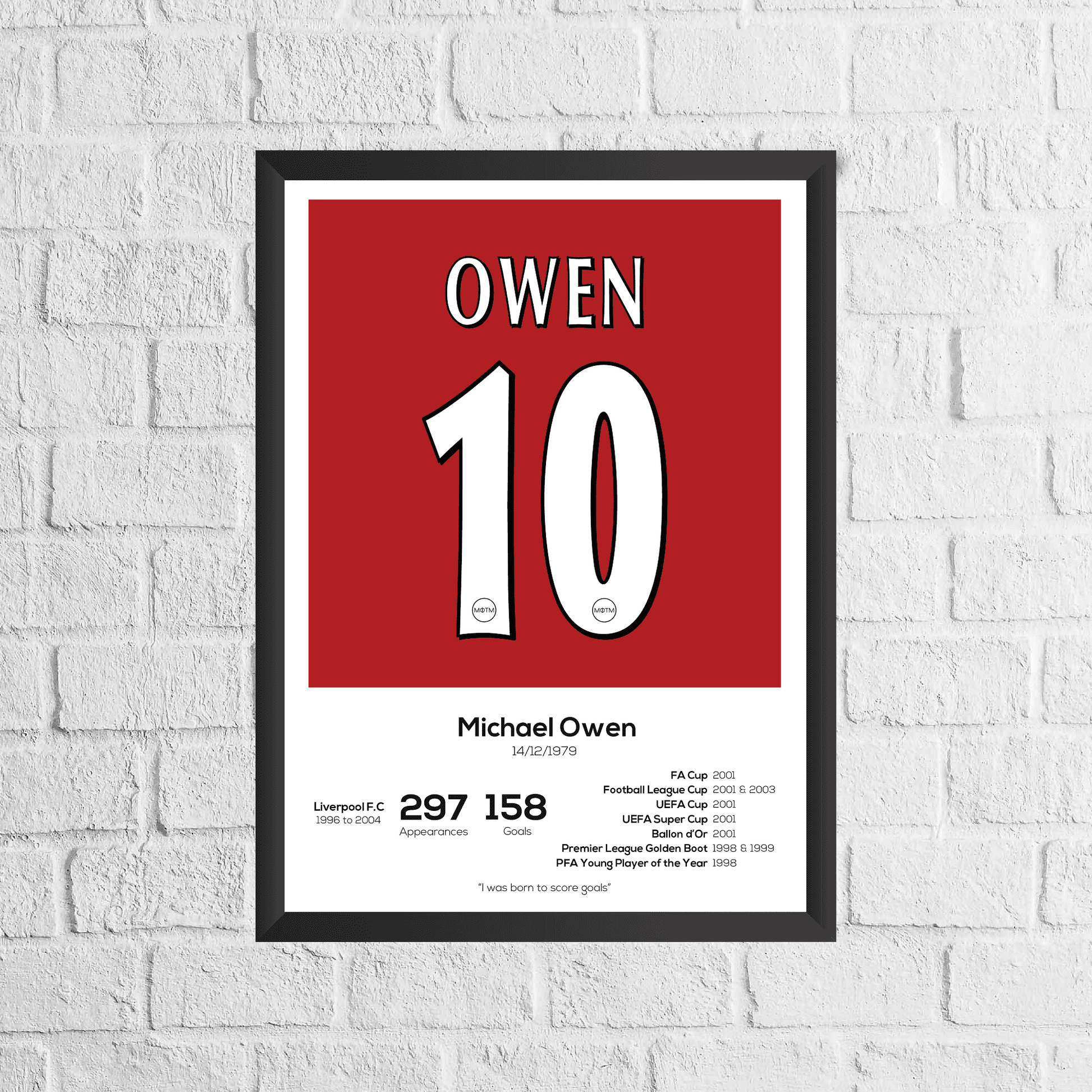 Michael Owen Legend Stats Print - Man of The Match Football