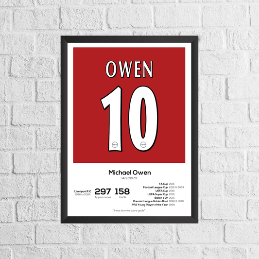 Michael Owen Legend Stats Print - Man of The Match Football