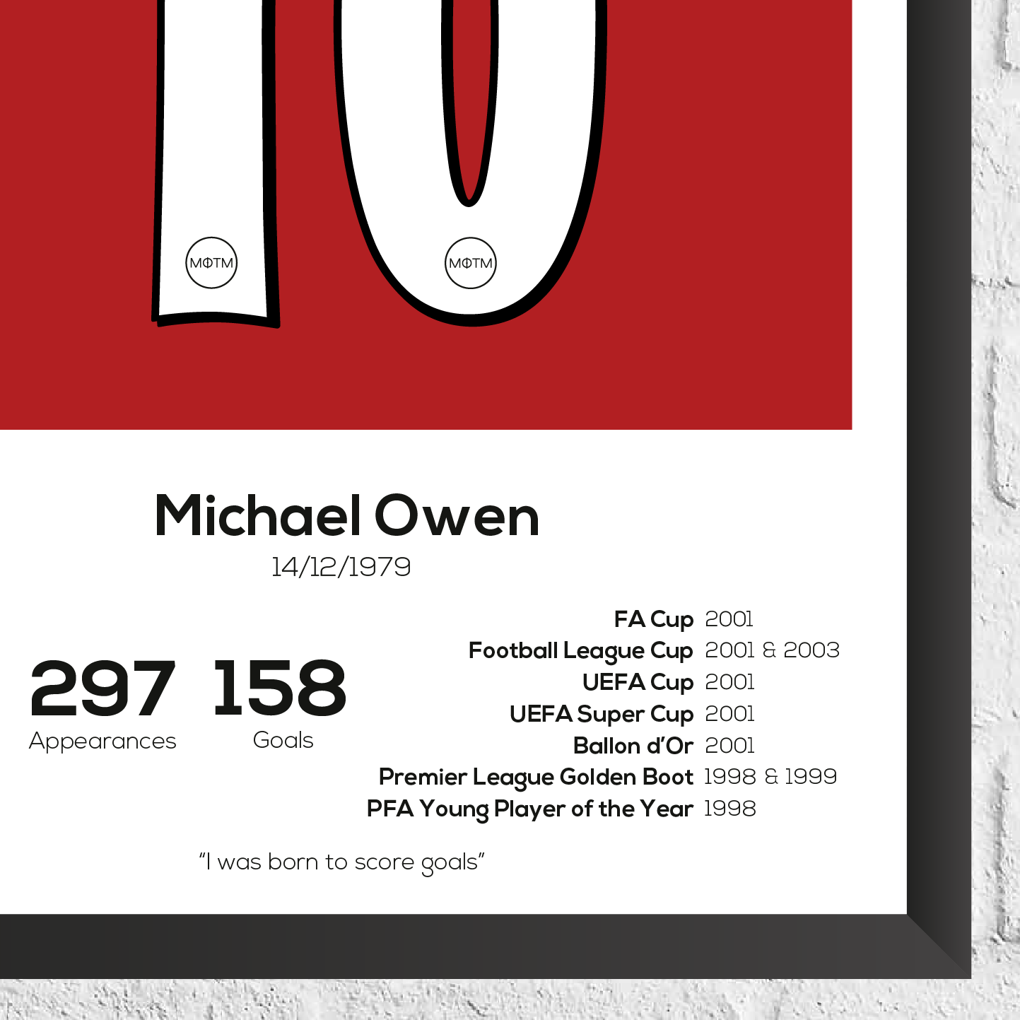 Michael Owen Legend Stats Print - Man of The Match Football