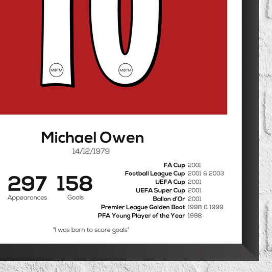Michael Owen Legend Stats Print - Man of The Match Football