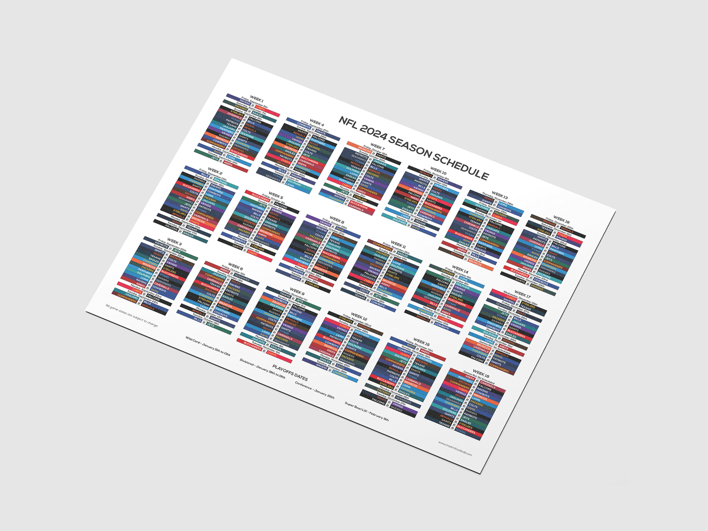 NFL 2024 Football Season Schedule - Digital Download