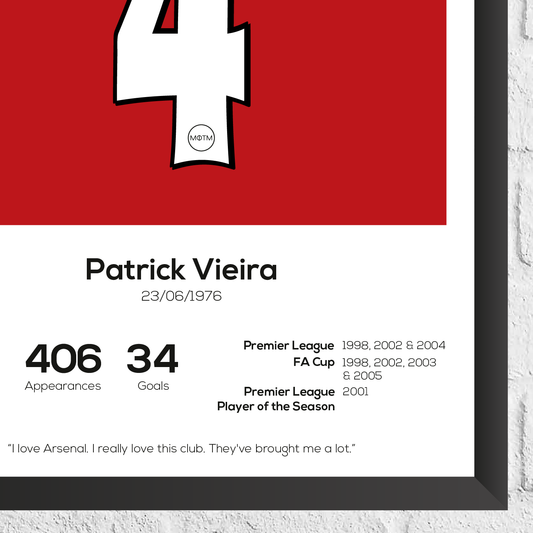 Patrick Vieira Legend Stats Print - Man of The Match Football