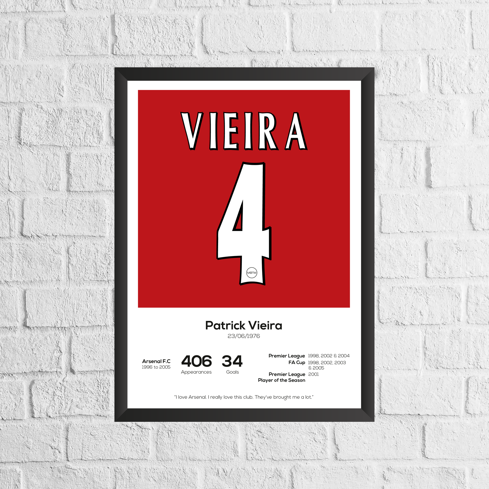Patrick Vieira Legend Stats Print - Man of The Match Football