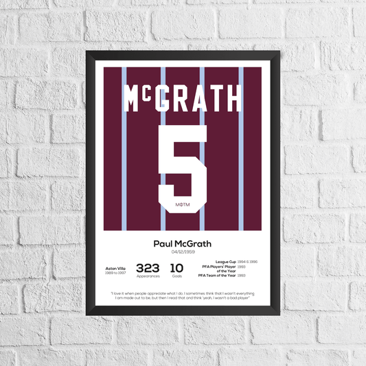 Paul McGrath Legend Stats Print - Man of The Match Football