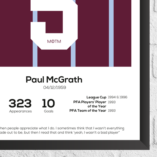 Paul McGrath Legend Stats Print - Man of The Match Football