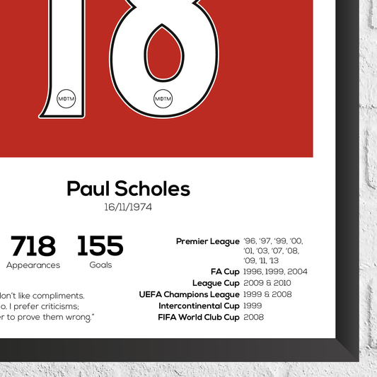 Paul Scholes Legend Stats Print - Man of The Match Football