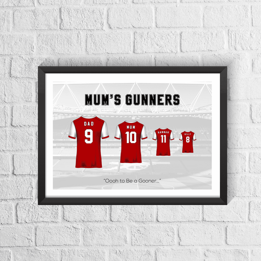 Personalised Gooners Family Print - Man of The Match Football
