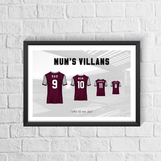 Personalised Aston Villa Family Print