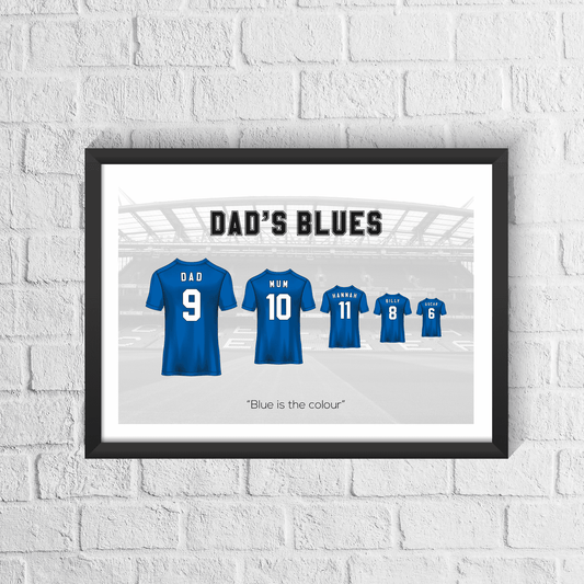 Personalised London Blues Family Print - Man of The Match Football