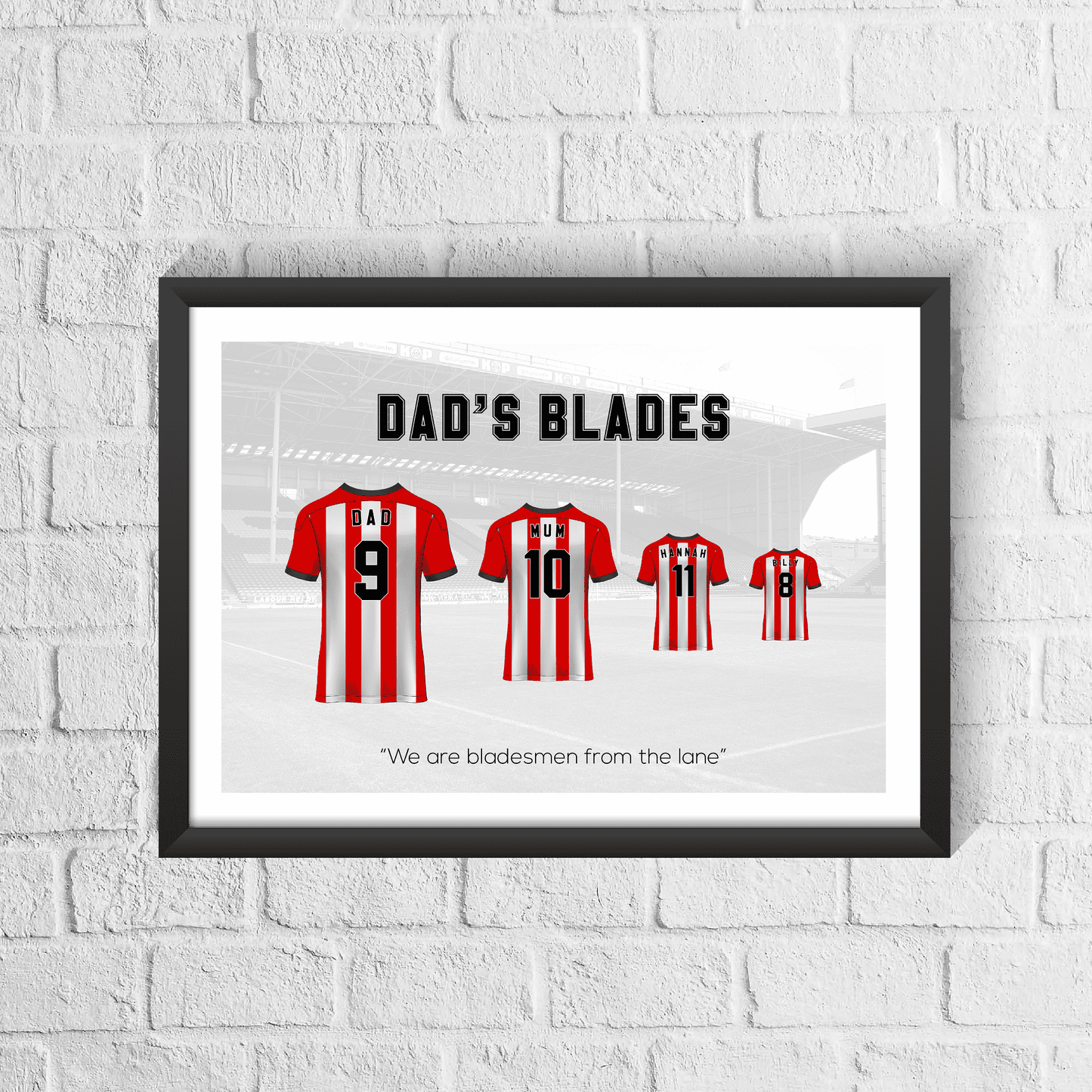 Personalised Sheffield Red Stripes Family Print